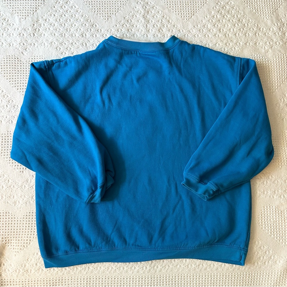 Vintage Dog Sweatshirt Crewneck Womens Medium Blue Puppy Floral Meadow Vtg READ - Picture 3 of 10